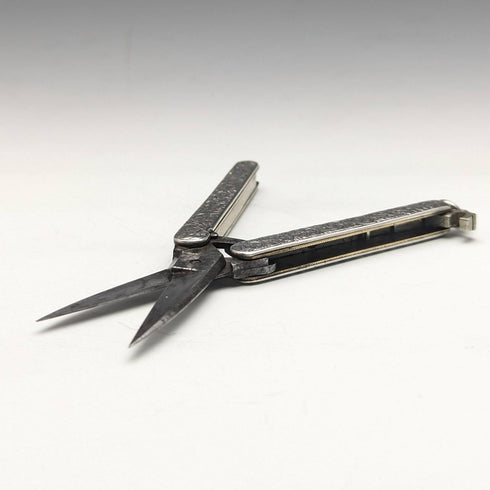 Late 19th Century British Antique Sterling Silver Handle Portable Folding Scissors